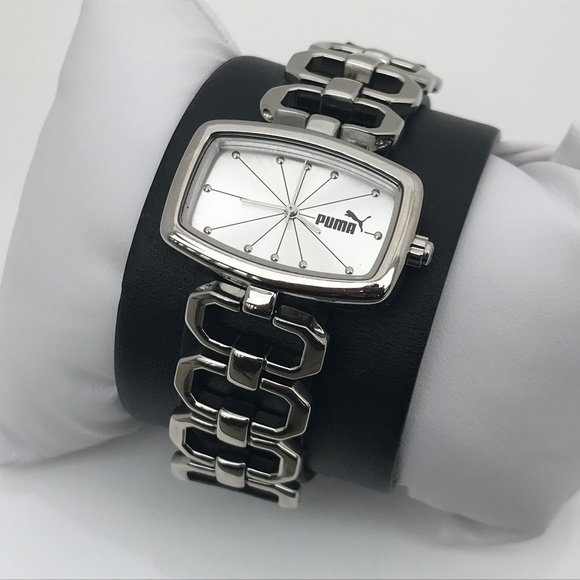 Puma Accessories - Puma Women Watch Genuine Leather Black Band Silver